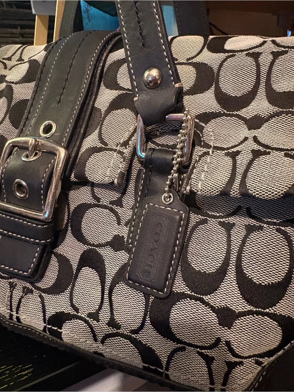 Coach Black and Gray Shoulder Bag